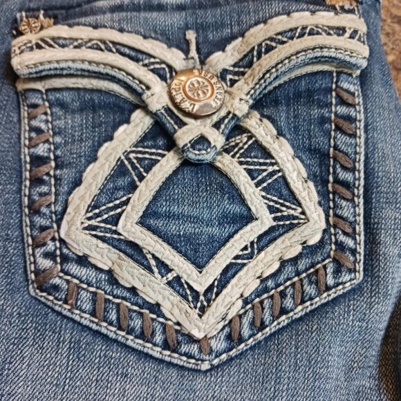 Y2K LA Idol Embroidered Jeans – Western Glam Bling Denim – Size 5 - Picture 8 of 10